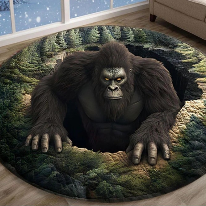 Kerek poliészter padlómatrac geometriás, rajzfilm és aranyos állat mintákkal, mosható