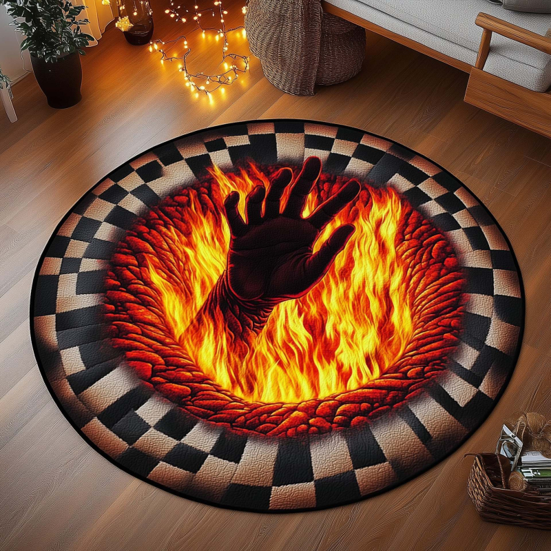 Kerek poliészter padlómatrac geometriás, rajzfilm és aranyos állat mintákkal, mosható