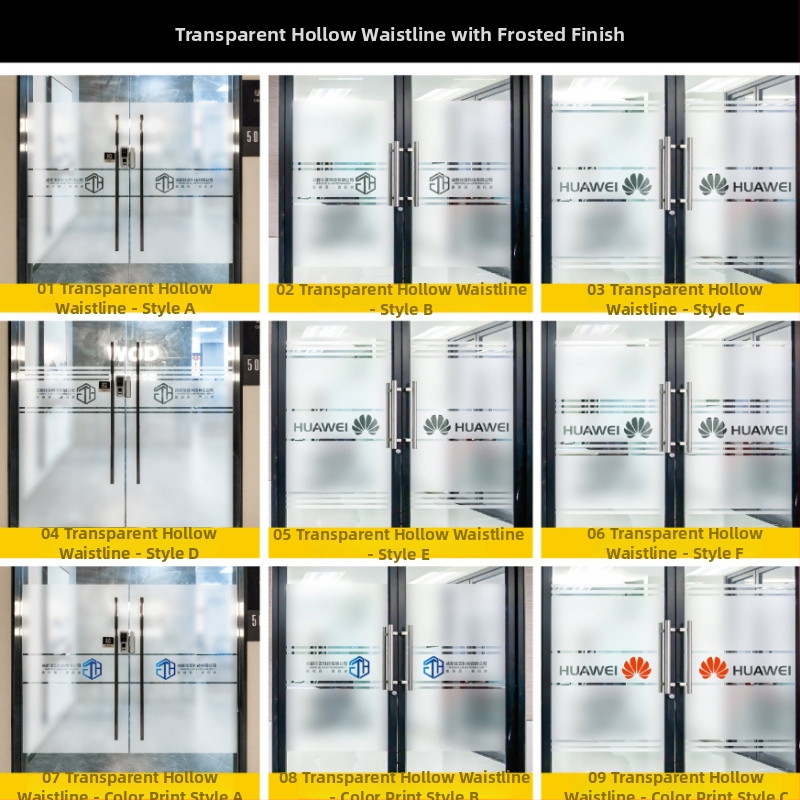 PVC plėvelė biuro stiklo durims, lipni, šiuolaikinis minimalistinis stilius, vieno tono raštas, pritaikoma