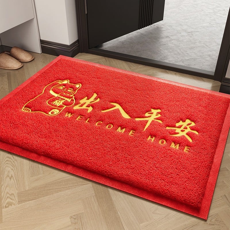 PVC релефна постелка за входна врата, квадратна, антре, машинно пране, стил Нов китайски стил