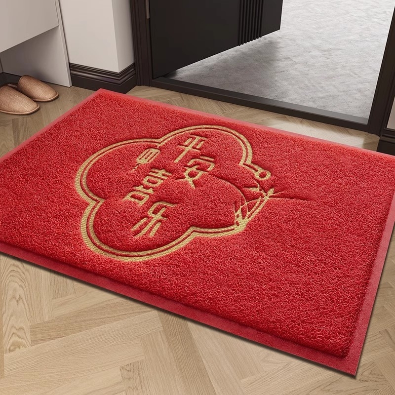 PVC релефна постелка за входна врата, квадратна, антре, машинно пране, стил Нов китайски стил