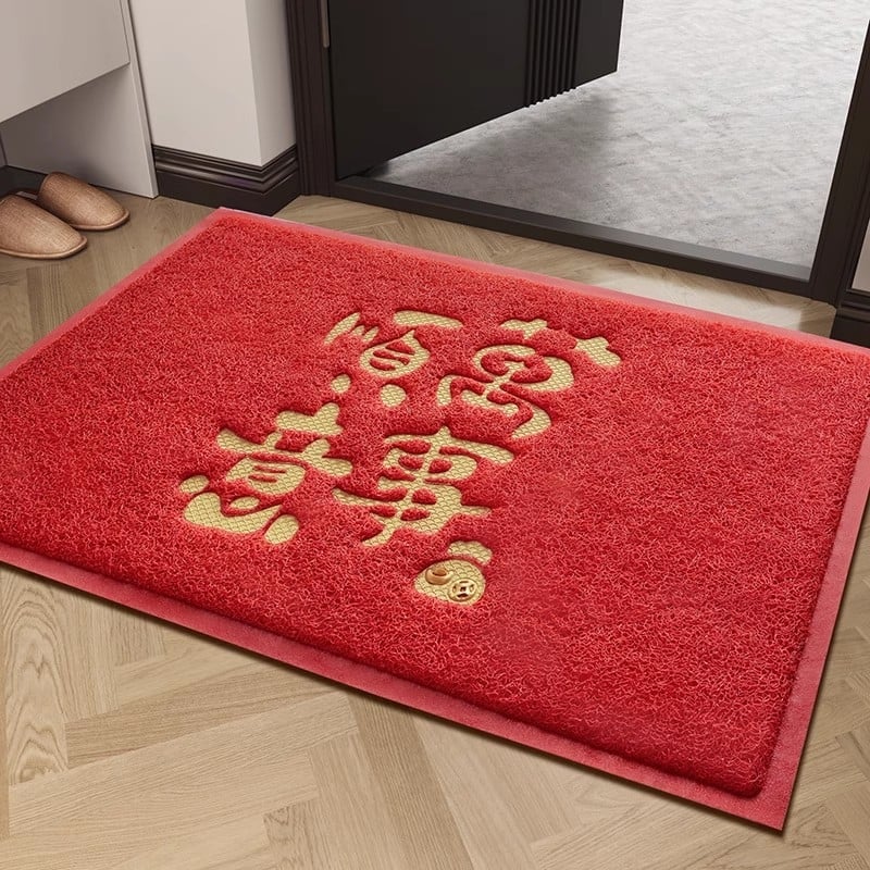 PVC релефна постелка за входна врата, квадратна, антре, машинно пране, стил Нов китайски стил