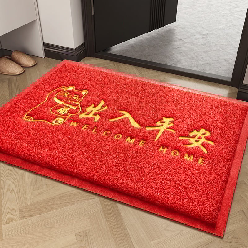 PVC релефна постелка за входна врата, квадратна, антре, машинно пране, стил Нов китайски стил