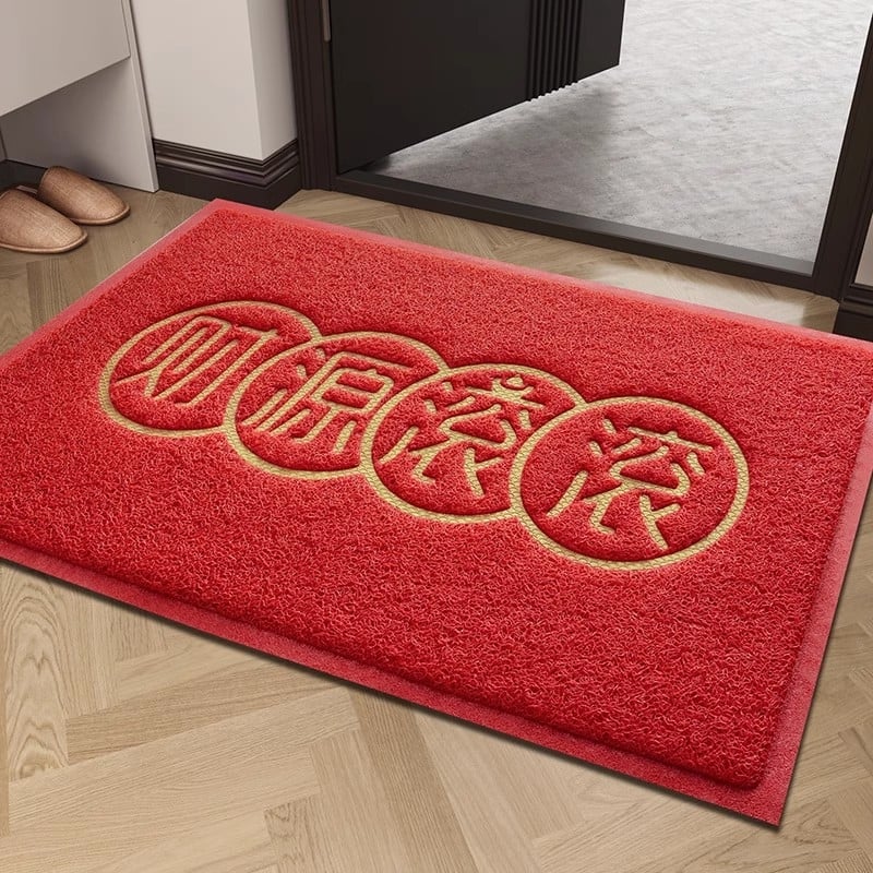 PVC релефна постелка за входна врата, квадратна, антре, машинно пране, стил Нов китайски стил