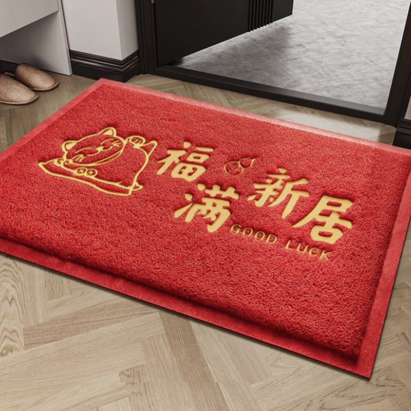 PVC релефна постелка за входна врата, квадратна, антре, машинно пране, стил Нов китайски стил