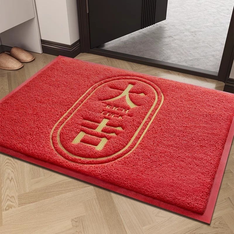 PVC релефна постелка за входна врата, квадратна, антре, машинно пране, стил Нов китайски стил