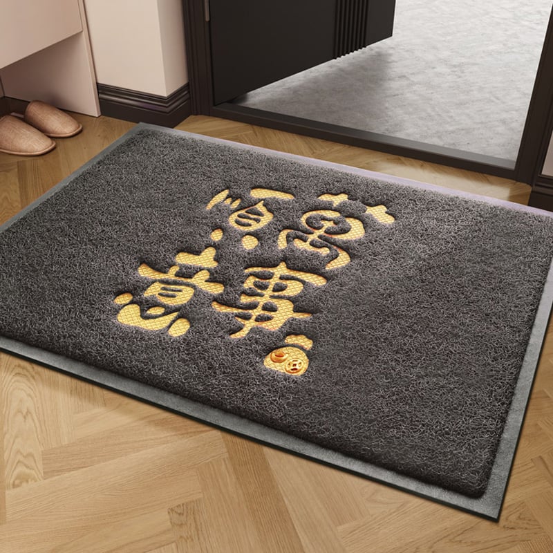 PVC релефна постелка за входна врата, квадратна, антре, машинно пране, стил Нов китайски стил