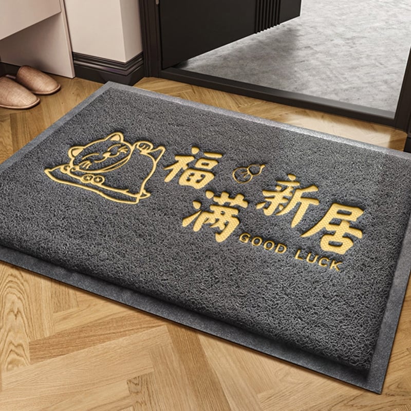PVC релефна постелка за входна врата, квадратна, антре, машинно пране, стил Нов китайски стил