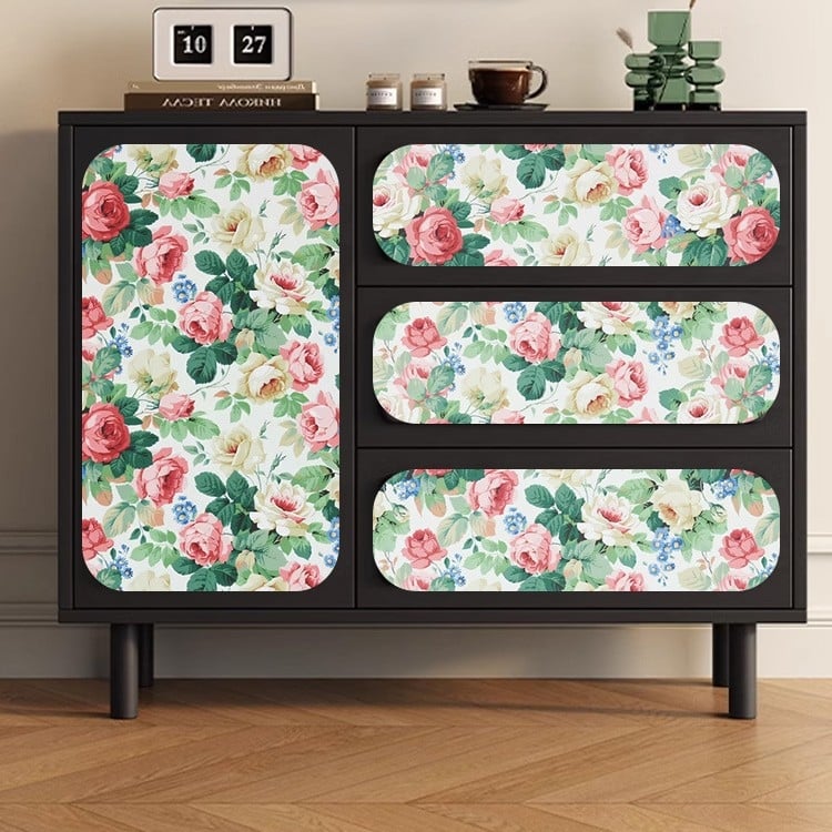 Самозалепващ тапет за шкафове – френски стил обновяване на мебели, ретро плосък стенен стикер, водоустойчив PVC, 1 лист