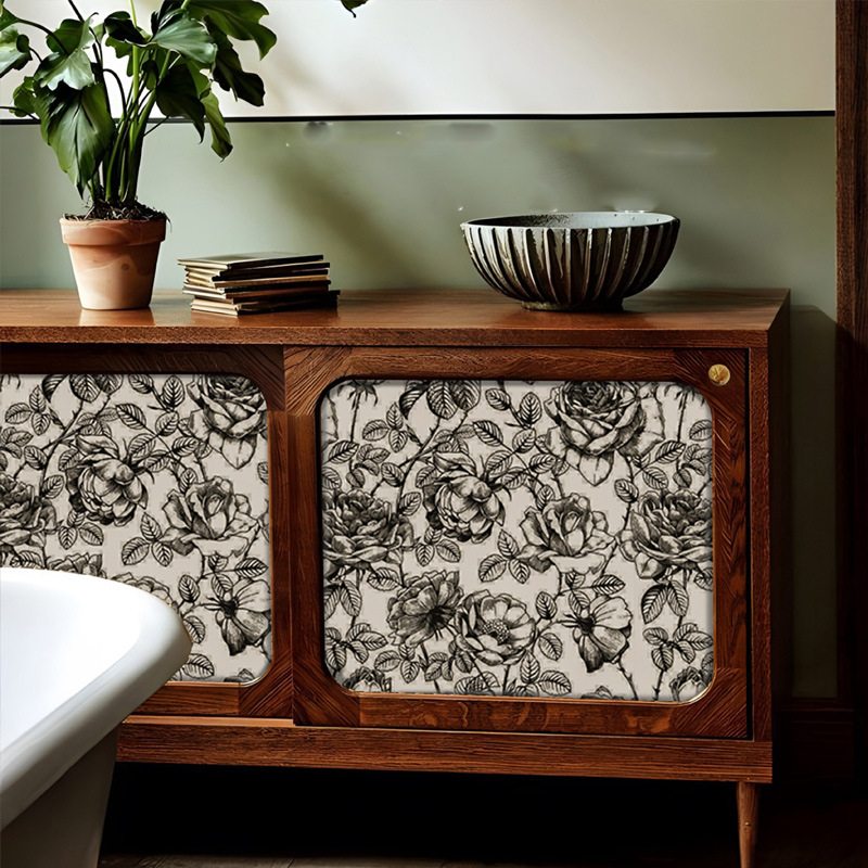 Самозалепващ тапет за шкафове – френски стил обновяване на мебели, ретро плосък стенен стикер, водоустойчив PVC, 1 лист