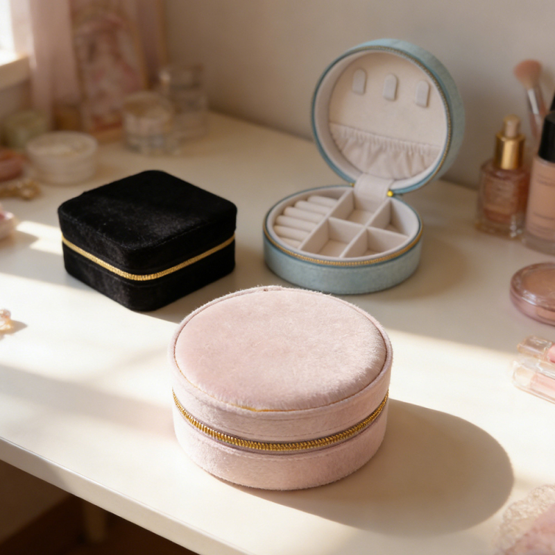 Kutija za nakit od baršuna sa zatvaračem za pohranu naušnica, ogrlice i prstena | Materijal: Lise velvet; Šifra proizvoda: 55562; Brend: Yingda Packaging