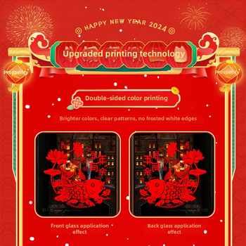 Ablaküvegre készült matrica – Ló éve motívum, kültéri vízálló falidekor, PVC, 1 db, ázsiai stílus, tükröződés