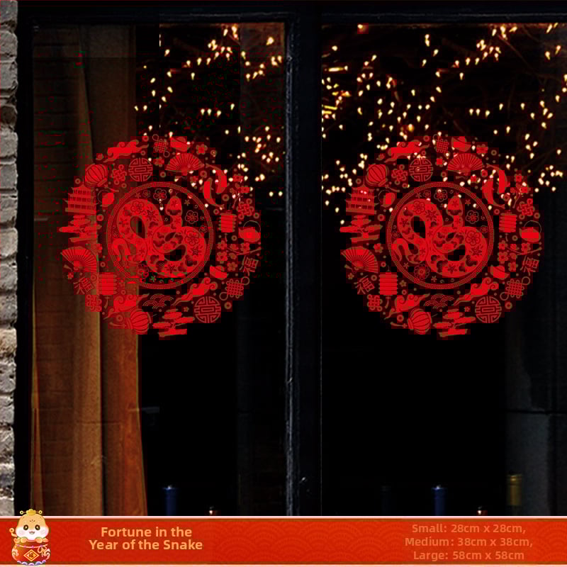 Ablaküvegre készült matrica – Ló éve motívum, kültéri vízálló falidekor, PVC, 1 db, ázsiai stílus, tükröződés