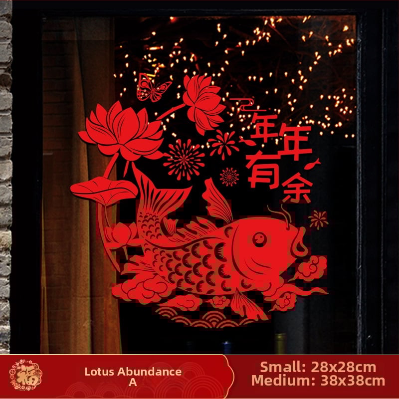 Ablaküvegre készült matrica – Ló éve motívum, kültéri vízálló falidekor, PVC, 1 db, ázsiai stílus, tükröződés