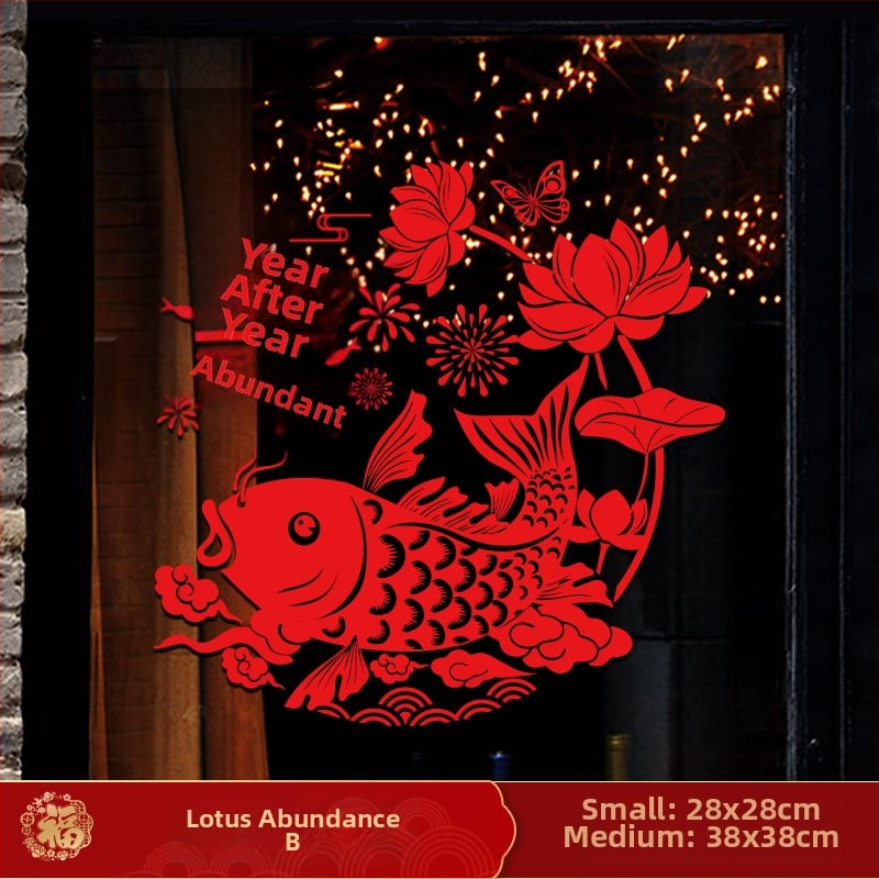 Ablaküvegre készült matrica – Ló éve motívum, kültéri vízálló falidekor, PVC, 1 db, ázsiai stílus, tükröződés