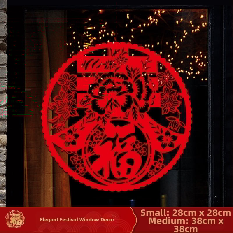 Ablaküvegre készült matrica – Ló éve motívum, kültéri vízálló falidekor, PVC, 1 db, ázsiai stílus, tükröződés