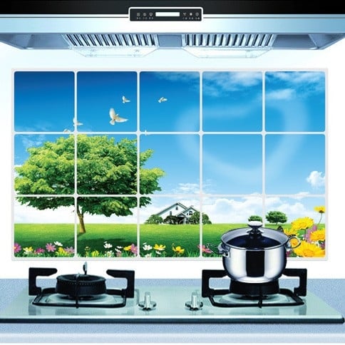 Konyhai falmatrica - PET anyag, Növénymintás, Olajálló falmatrica, Szennyeződésálló