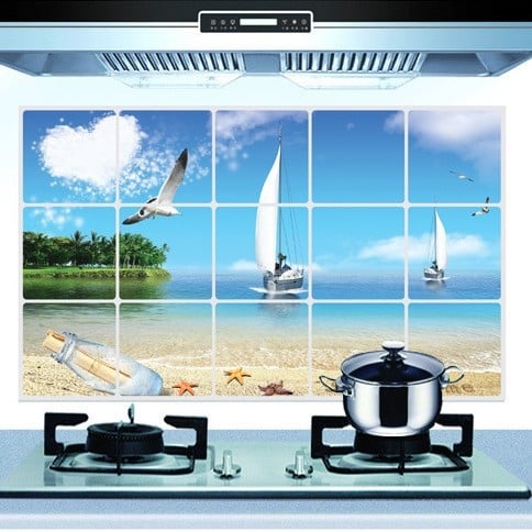 Konyhai falmatrica - PET anyag, Növénymintás, Olajálló falmatrica, Szennyeződésálló