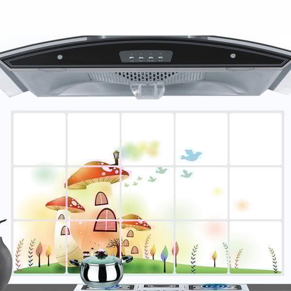 Konyhai falmatrica - PET anyag, Növénymintás, Olajálló falmatrica, Szennyeződésálló