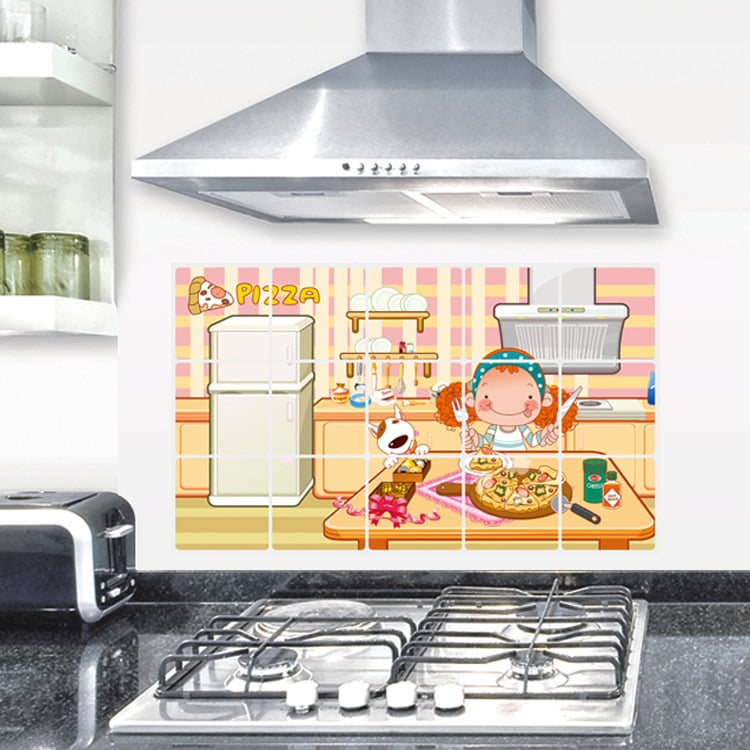 Konyhai falmatrica - PET anyag, Növénymintás, Olajálló falmatrica, Szennyeződésálló