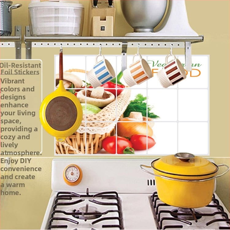 Konyhai falmatrica - PET anyag, Növénymintás, Olajálló falmatrica, Szennyeződésálló