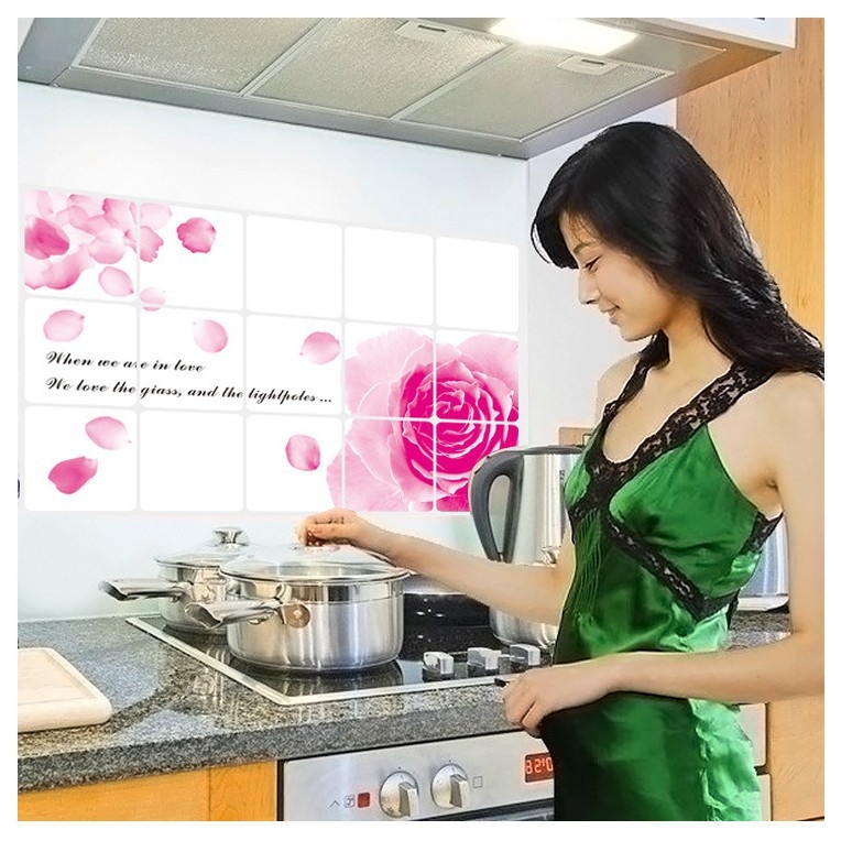 Konyhai falmatrica - PET anyag, Növénymintás, Olajálló falmatrica, Szennyeződésálló