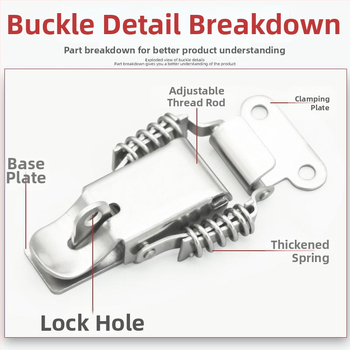 Įrankių dėžės sagtis su dviguba spyruokle, mygtuko tipas, 304 nerūdijantis plienas, tvirta konstrukcija
