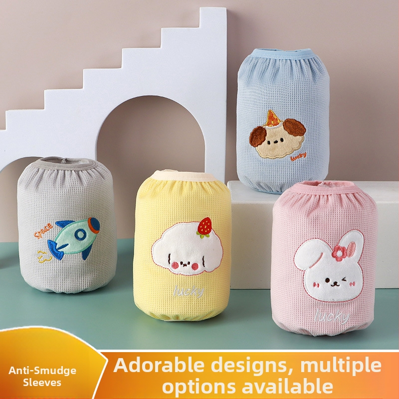 Detské návleky na ruky proti špine pre jeseň-zimu, teplé s vyšitým kresleným motívom na waflovom materiáli