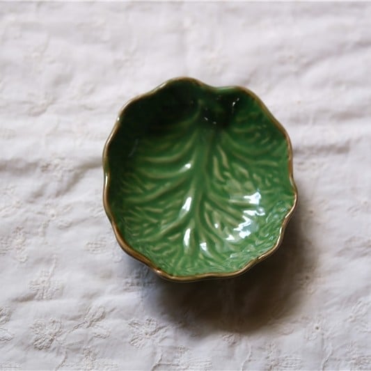 Kerámia levél alakú tányér, Szabálytalan forma, Egyszínű mintázat, Spr spray-festett felület