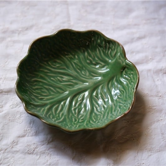 Kerámia levél alakú tányér, Szabálytalan forma, Egyszínű mintázat, Spr spray-festett felület