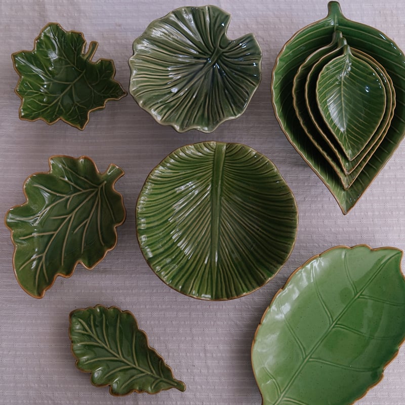 Kerámia levél alakú tányér, Szabálytalan forma, Egyszínű mintázat, Spr spray-festett felület