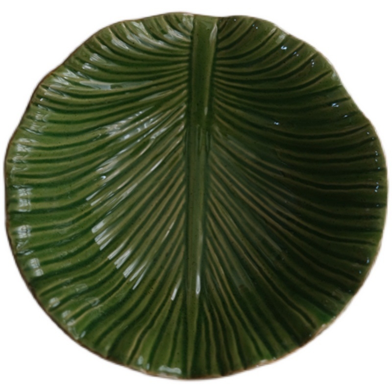 Kerámia levél alakú tányér, Szabálytalan forma, Egyszínű mintázat, Spr spray-festett felület