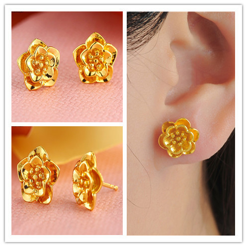 Cercei din aur Alluvial, handmade, unisex, stil influencer internet