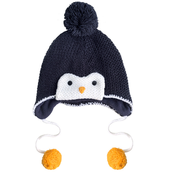 Dječja pletena kapa s zaštitom za uši, kupolasti oblik, dvostruka fleec podstava, šivanje sa šljokicama, akrilna vlakna, zima