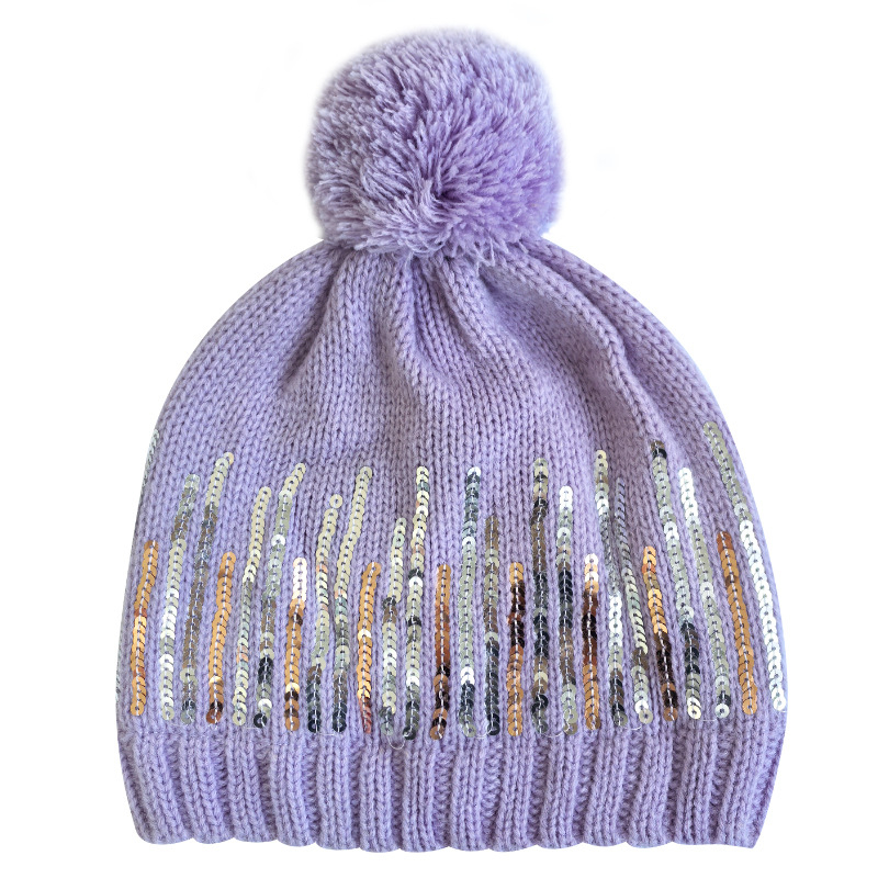 Dječja pletena kapa s zaštitom za uši, kupolasti oblik, dvostruka fleec podstava, šivanje sa šljokicama, akrilna vlakna, zima