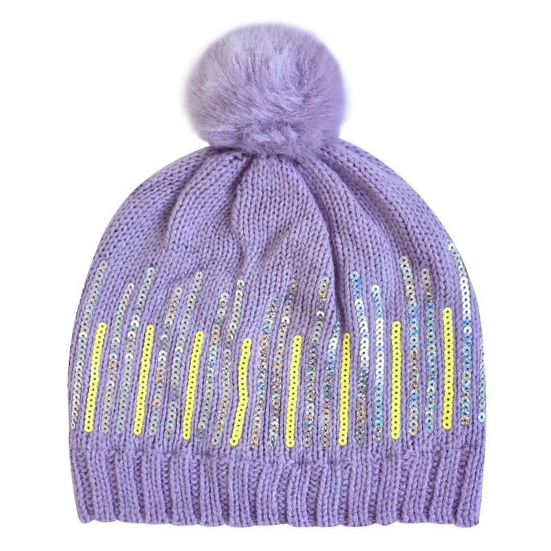 Dječja pletena kapa s zaštitom za uši, kupolasti oblik, dvostruka fleec podstava, šivanje sa šljokicama, akrilna vlakna, zima