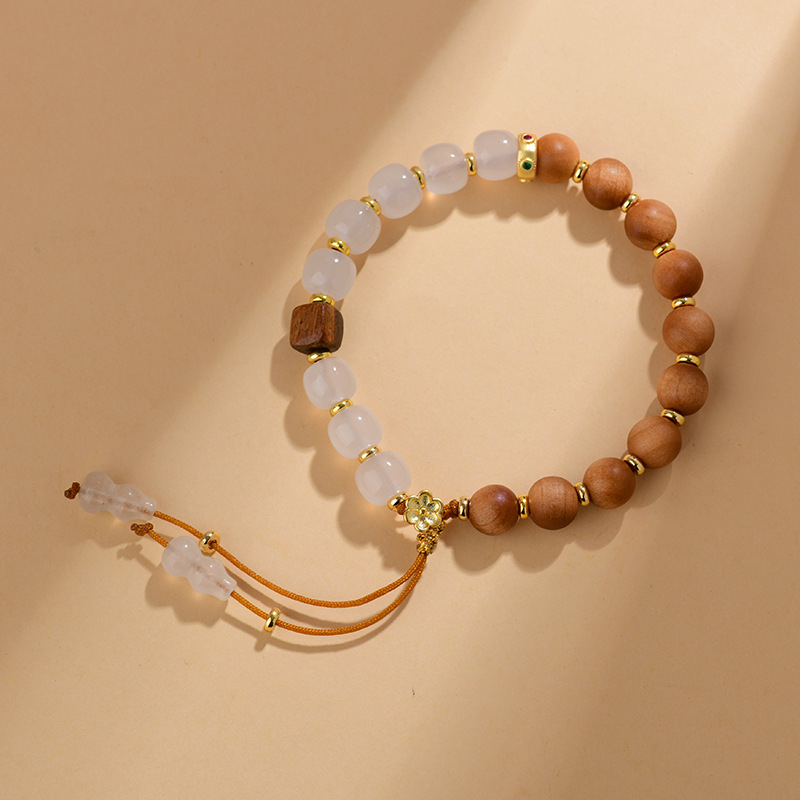 18 szem Bodhi karkötő, fa gyöngyök, Guofeng stílus, kézzel készített, természetes felület