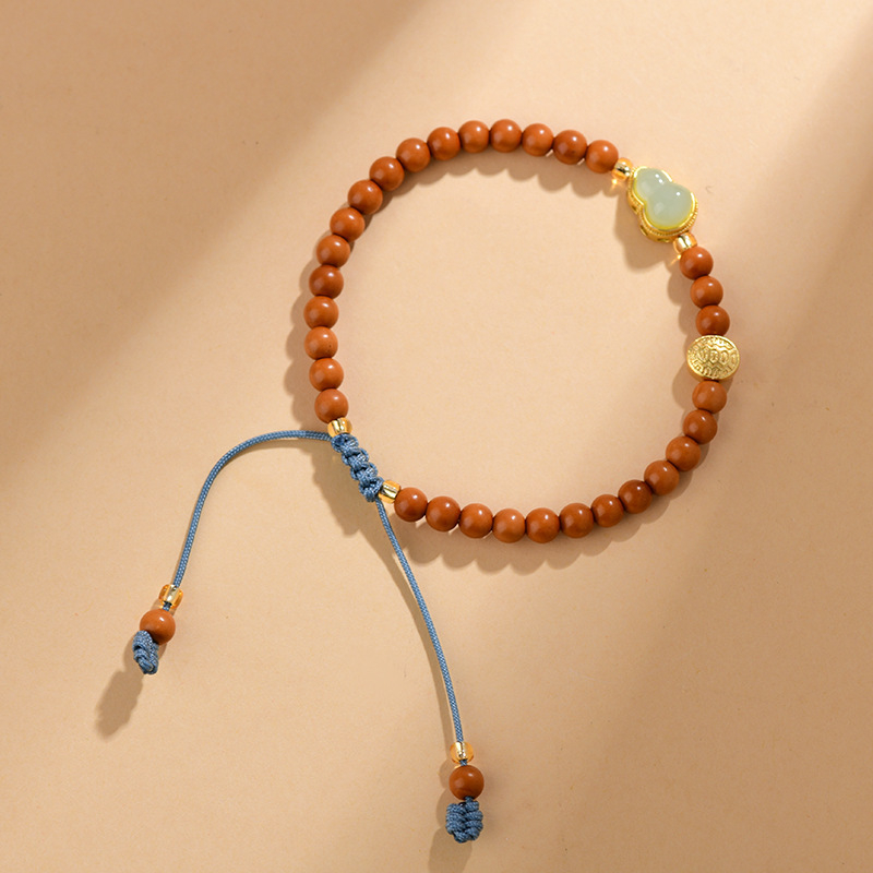 18 szem Bodhi karkötő, fa gyöngyök, Guofeng stílus, kézzel készített, természetes felület