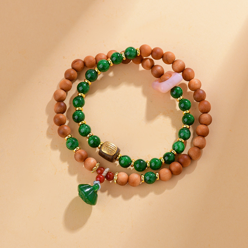 18 szem Bodhi karkötő, fa gyöngyök, Guofeng stílus, kézzel készített, természetes felület