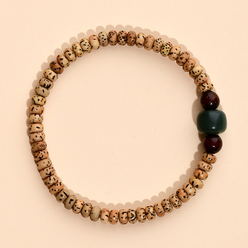 18 szem Bodhi karkötő, fa gyöngyök, Guofeng stílus, kézzel készített, természetes felület