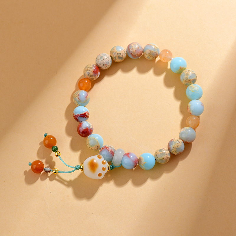 18 szem Bodhi karkötő, fa gyöngyök, Guofeng stílus, kézzel készített, természetes felület