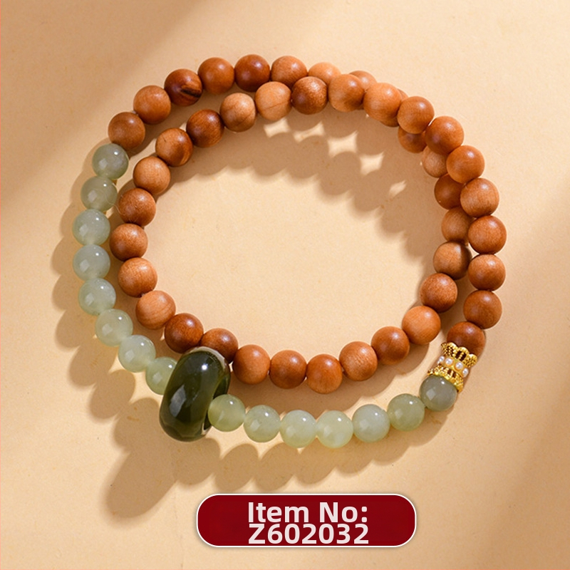 Náramok Bodhi s 18 korálkami, drevené korálky, Guofeng štýl, ručná výroba, prírodné vyhotovenie