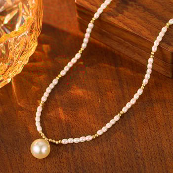 Colier cu perle, design geometric, cupru, lanț cu plăci răsucite, pandantiv din cupru, greutate 10 g