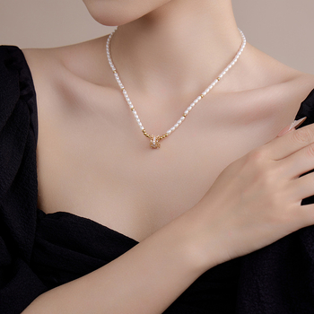 Colier cu perle, design geometric, cupru, lanț cu plăci răsucite, pandantiv din cupru, greutate 10 g