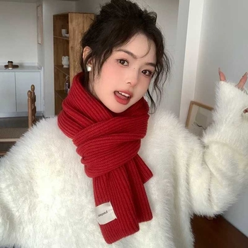 Шал в корейски стил, плетен, изкуствен кашмир/акрил, подходящ за зима, пролет и есен, стартирал през лятото на 2025 г.