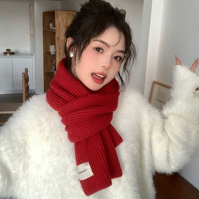 Шал в корейски стил, плетен, изкуствен кашмир/акрил, подходящ за зима, пролет и есен, стартирал през лятото на 2025 г.
