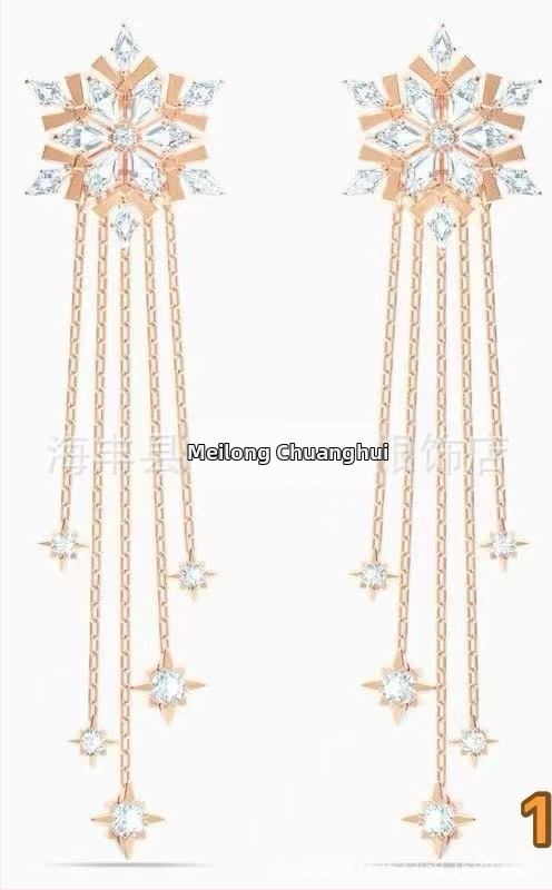 Vario pagrindo auskarai snaigė, sidabro 925 pakabukas – rinkinys moterims