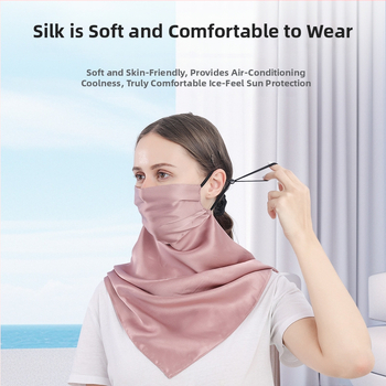 UPF50+ Hodvábová maska na tvár pre ženy, UV ochrana, vetruodolná, priedušná, 100% Mulberry hodváb