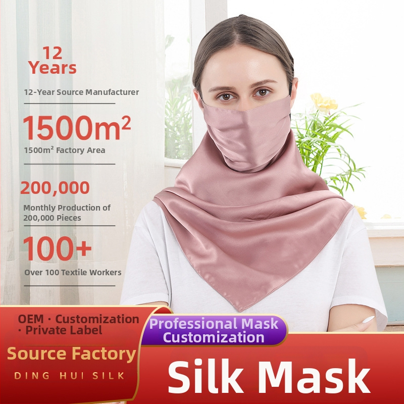 UPF50+ Hodvábová maska na tvár pre ženy, UV ochrana, vetruodolná, priedušná, 100% Mulberry hodváb