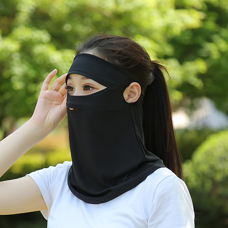 Ženska maska za vožnju s ušnim petljama, ledena svila, UV zaštita, potpuno prekrivanje lica